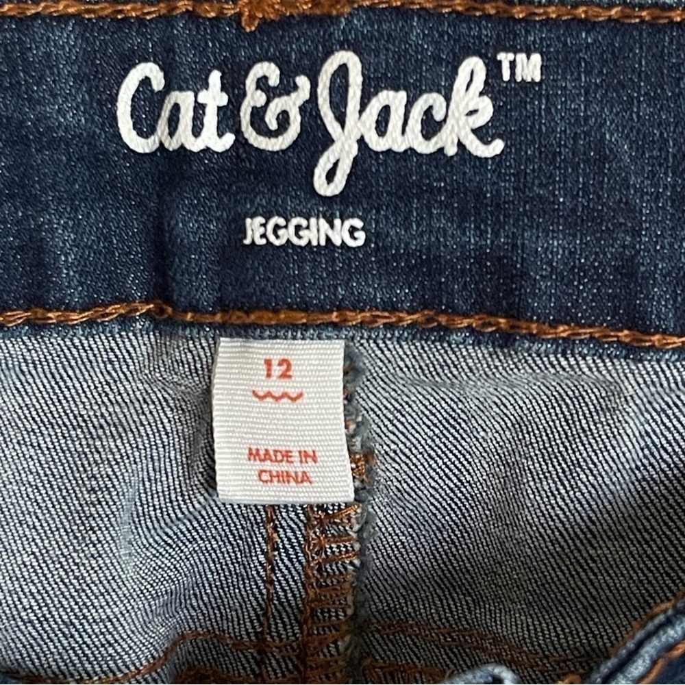 Cat & Jack Girl's Distressed Blue Jeans Size 12 - Picture 4 of 8